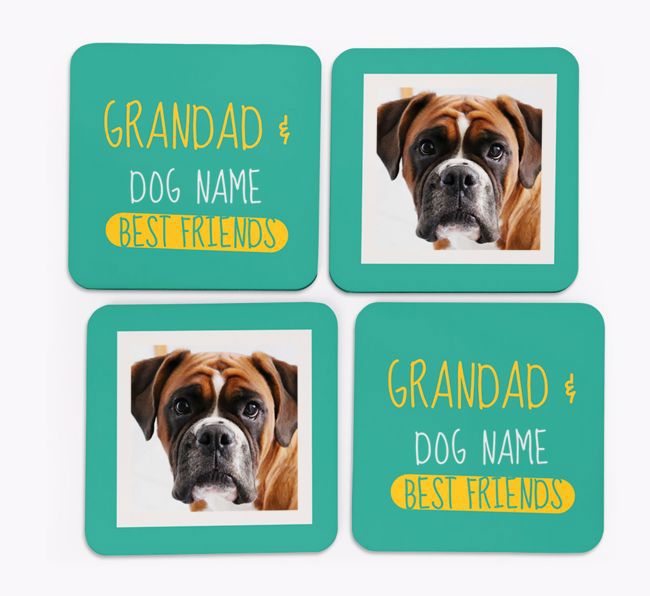 'Grandad's Best Friend' with {breedFullName} Photo Coasters in Set of 4